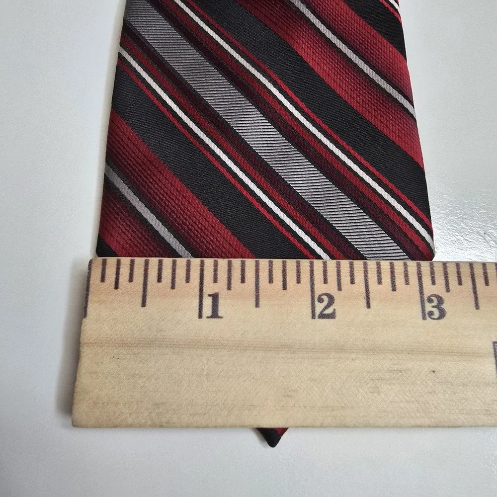 Pierre Cardin Men Neck Tie Striped Red White Valentines Standard Classic Elegant